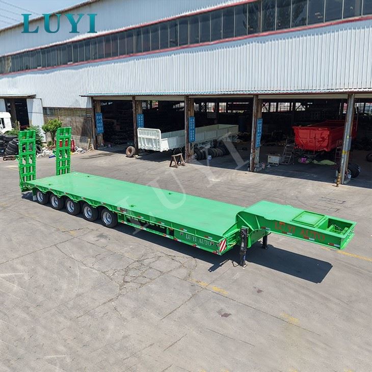 5 Axle Low Flatbed Semi Trailer Low Bed Semi Trailer For Heavy Cargo Transport high quality 5 Axle Low Flatbed Semi Trailer Low Bed Semi Trailer For Heavy Cargo Transport high quality
